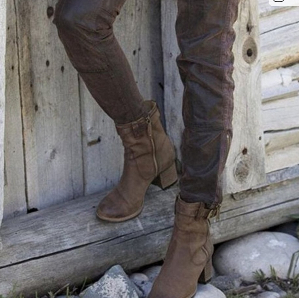 Trask Madison Waterproof Suede Ankle Boho Boots W Zipper Sz 9